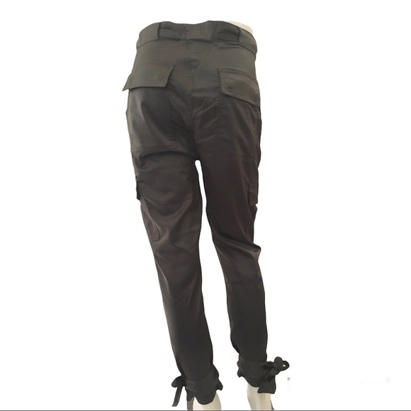 Joie Erlette Ankle Tie Cropped Cargo Pant in Deep Olive Green Size 2 NWT - Picture 2 of 9
